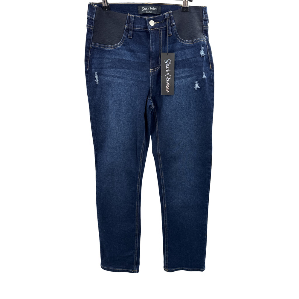 Women Savi Parker Maternity Jeans Size S Blue Straight‎ Leg Elastic Panel